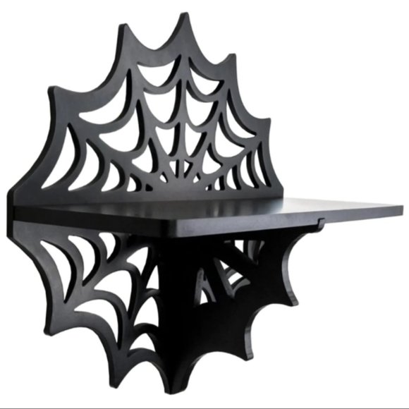 SPIDERWEB SHELF!! Black Mini Wall Wooden Shelving Kit NIB - Picture 1 of 6